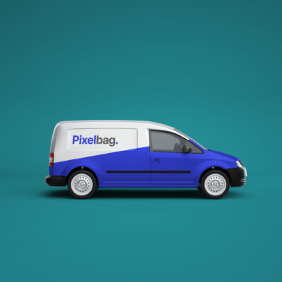 Look a Like Volkswagen Caddy Sideview Van PSD Mockup