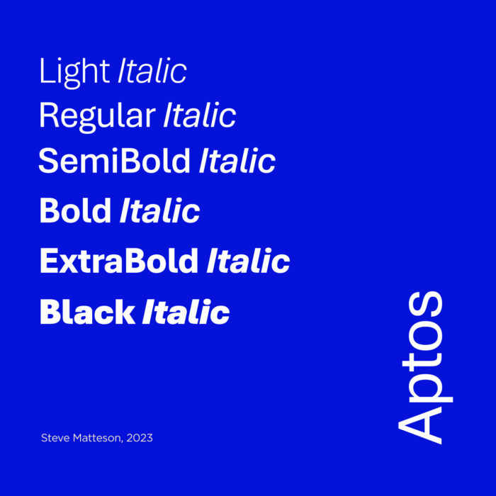 Aptos Font Styles Preview