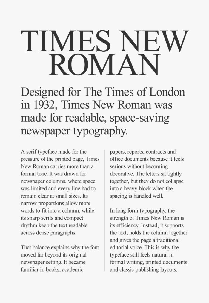 Times New Roman Font Preview