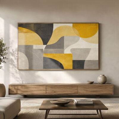 Framed Wall Art Mockup in Modern Living Room Free Download