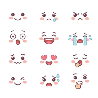 Cute Kawaii Face Expression Vector Set