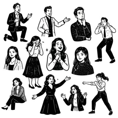 Hand Drawn People Expression Vector Illustration Pack (AI, EPS, PDF)
