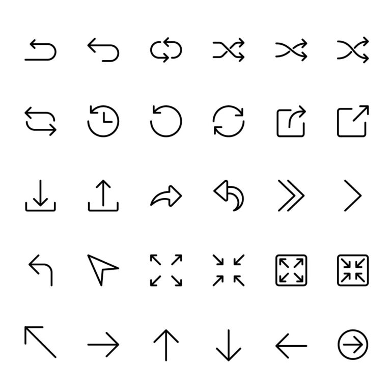 Minimal Arrow Line Icons Vector Set EPS Free Download