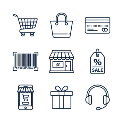 Shopping Line Icon Set for E-Commerce Design