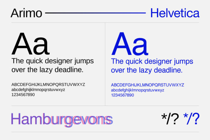 Arimo vs Helvetica comparison