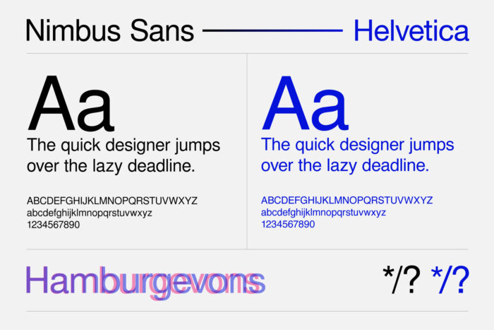 Nimbus Sans vs Helvetica comparison
